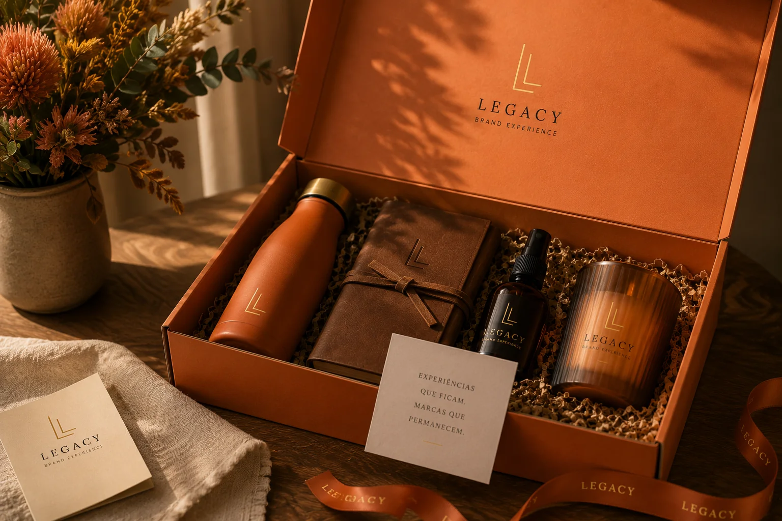 Detalhes de marca Legacy — curadoria e materiais nobres